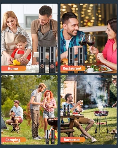 One-Handed Adjustable Coarseness Electric Salt Pepper Grinder Set
