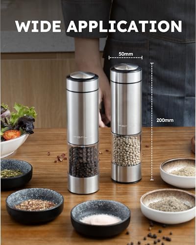 Washable Electric Salt Pepper Grinder Set with LED Stainless Steel Automatic grind