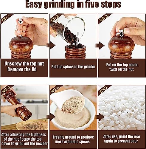 Stylish Set of Wooden Salt and Pepper Grinders - Premium Oak with Adjustable Mechanism