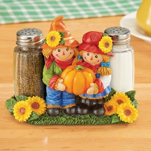 Perfect Gift for Scarecrow Lovers Hand-Painted Harvest Couple Salt Pepper Shakers