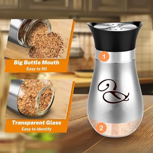 Chandler Salt and Pepper Set Stainless Steel Lid 4-ounce Glass Bottom