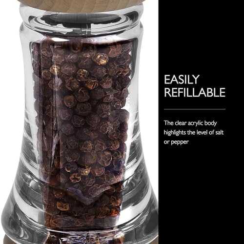 Cole Mason Basic Woods Mill Gift Set - Adjustable Salt Pepper Grinders Hand Wash