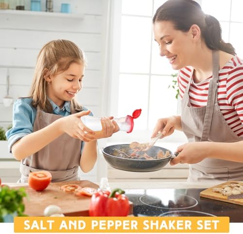 2 Set Plastic Salt and Pepper Shakers with Lids Red