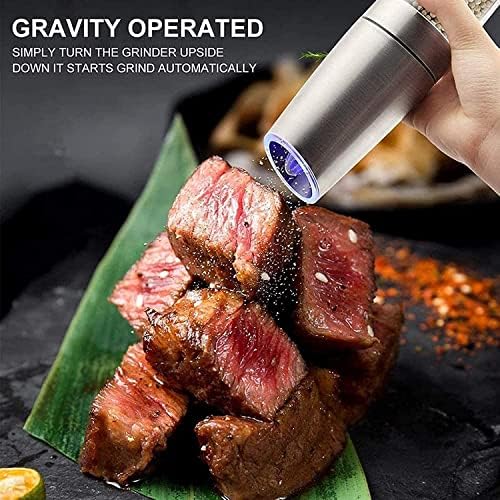 KDLK Salt and Pepper grinder set SS automatic battery-operated adjustable blue