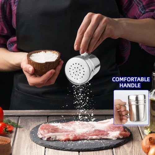 Yuntop 6 Oz Stainless Steel Spice Shaker with Handle and Lid