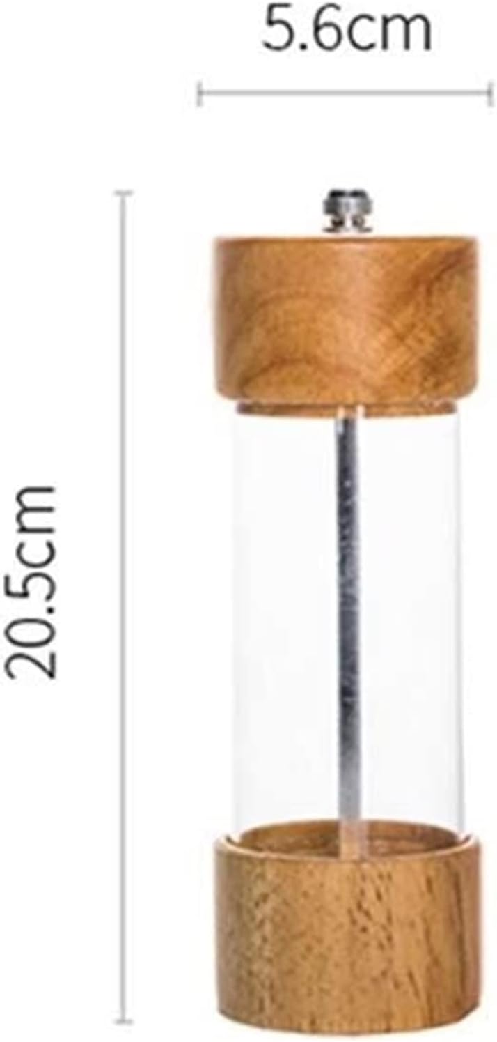 Professional Grade Wooden Salt Pepper Mill Set with Visible Window