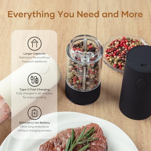 OPIIV2 Pack Electric Salt and Pepper Grinder Set with LED Light