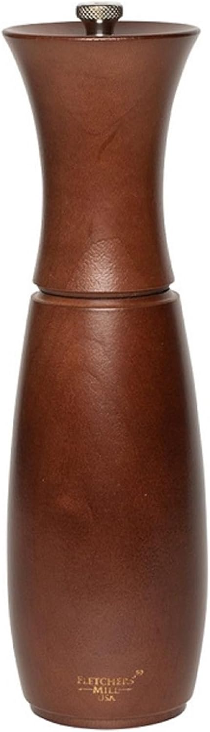 Fletchers Mill Border Grill Salt Mill 8-Inch Adjustable Coarseness - Walnut Stain