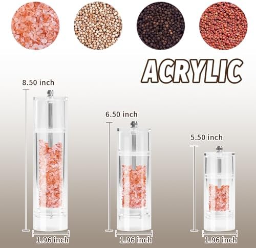 Stylish Acrylic Salt and Pepper Mill Adjustable for Perfect Grind