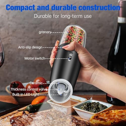 Gravity Electric Salt and Pepper Grinder Set - True 2-Pack
