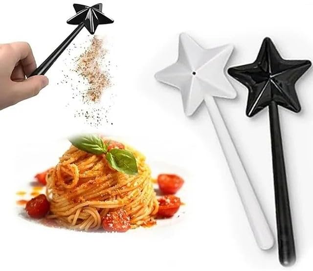 Two-Piece Black White Salt Pepper Wand Shakers