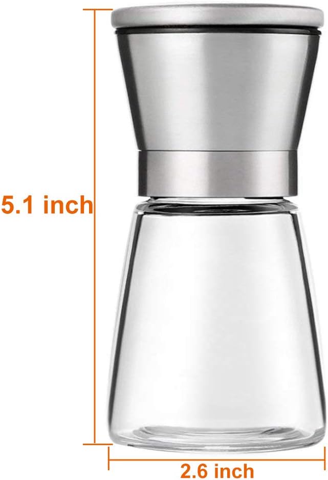 YugefomStainless Steel Salt and Pepper Mill Set Black Fits Kitchen