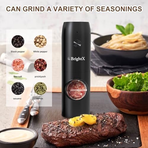 Premium Electric Salt and Pepper Grinder Set USB Rechargeable Automatic Spice Mills