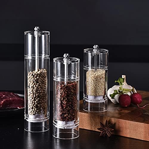 LEIXIUSM Sky Adjustable Salt Pepper Mill 6-inch Clear Acrylic