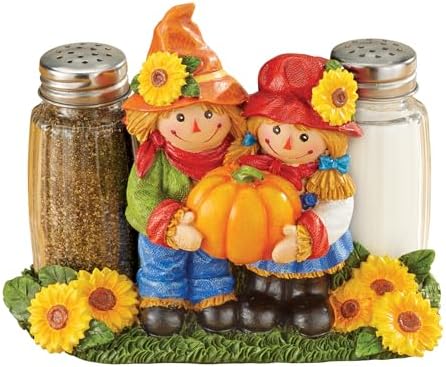 Perfect Gift for Scarecrow Lovers Hand-Painted Harvest Couple Salt Pepper Shakers