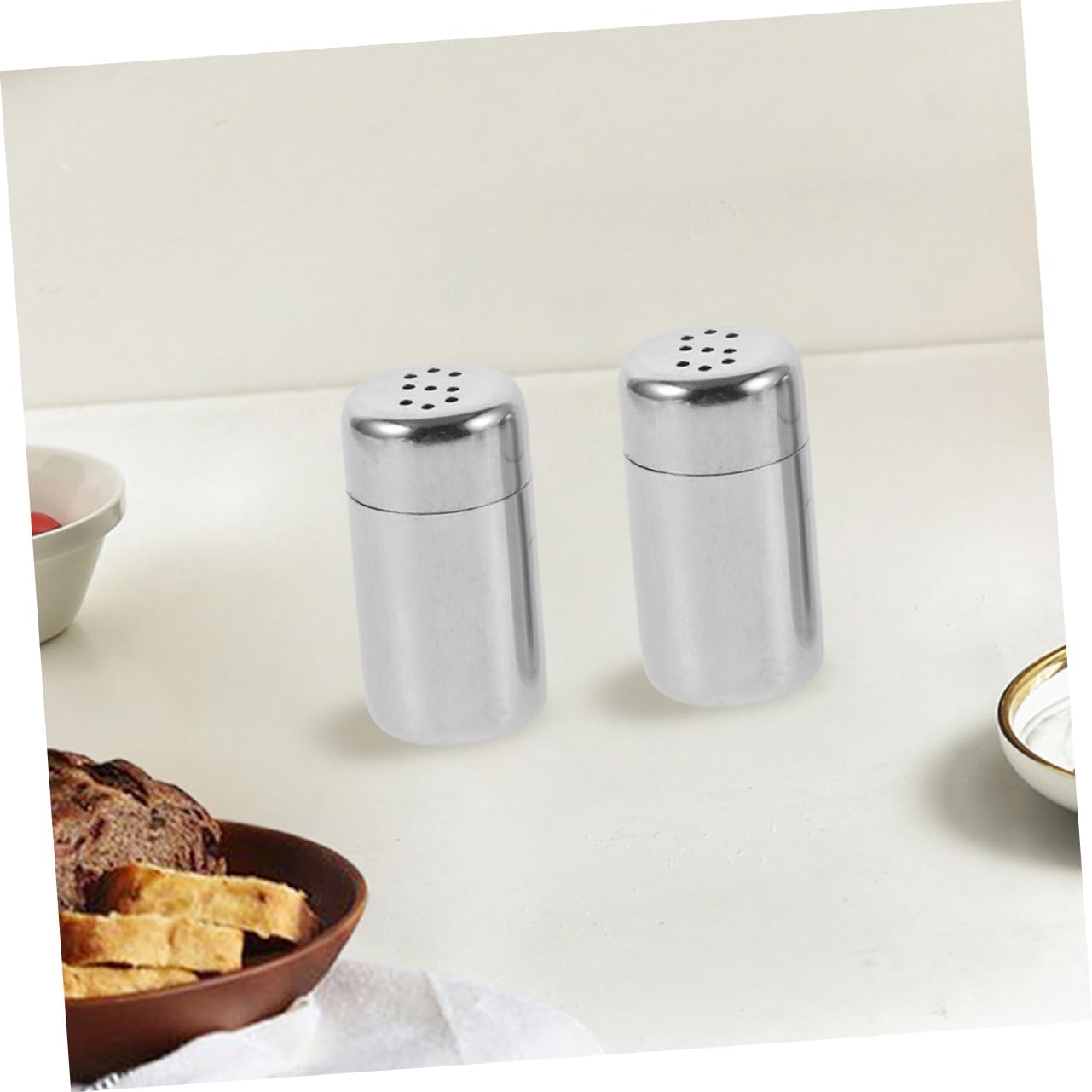 Cabilock 4-Piece Mini Stainless Steel Salt and Pepper Shakers Set