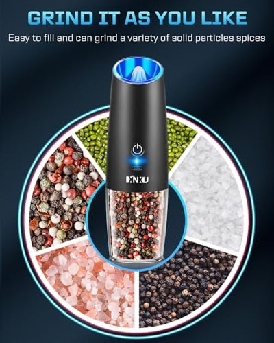 Reusable Electric Pepper Salt Grinder Set w LED Light