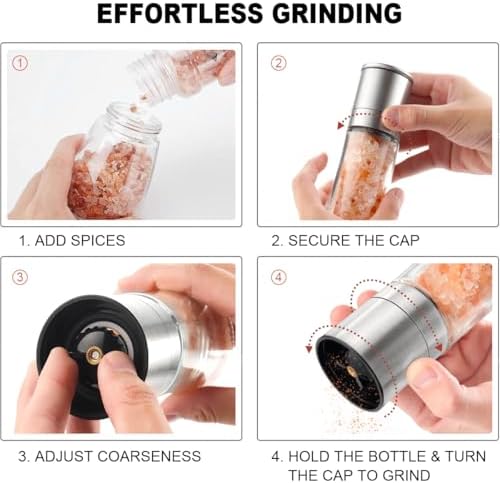 Gulex Salt Grinder Pepper Mill Set Single Grinder for Home Use