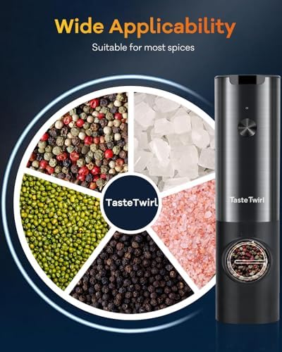 One-Handed Adjustable Coarseness Electric Salt Pepper Grinder Set