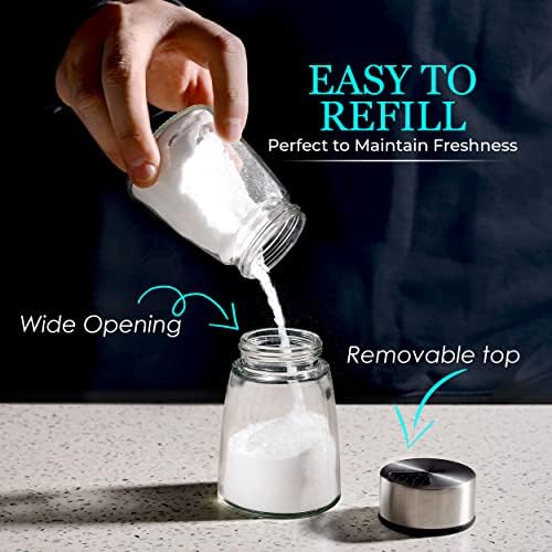 Kitchen-GO Salt Pepper Shaker with Adjustable Pour Holes
