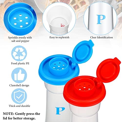 Set of 2 Hourglass Salt and Pepper Shakers with Lids Blue Red