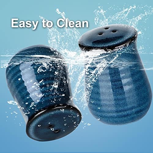 Hasense Ceramic Salt and Pepper Shakers Set of 2 Navy Farmhouse Style