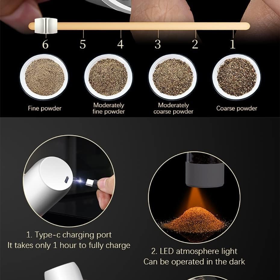 2Pcs Electric Salt Pepper Grinder Set with USB Charge and Adjustable Coarseness