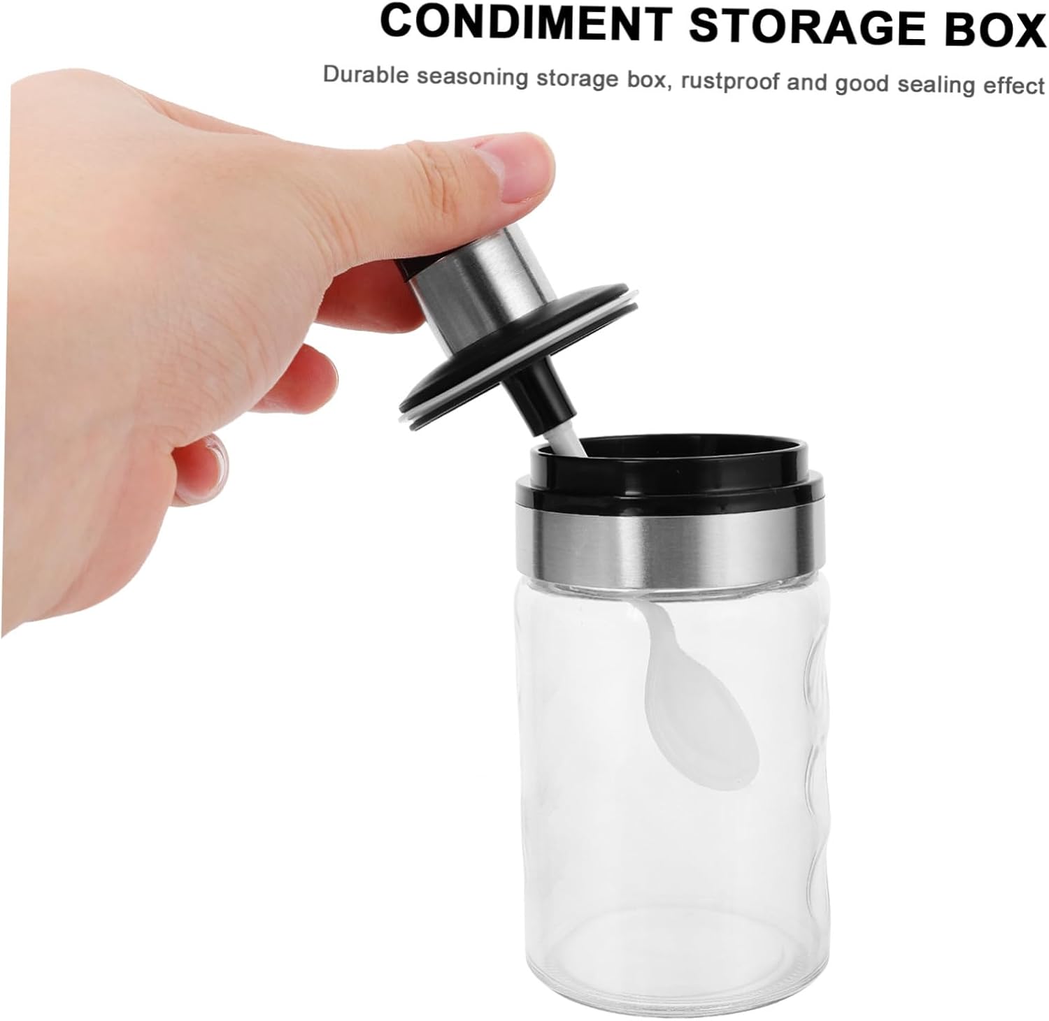 UTHCLO 1pc Stainless Steel and Glass Seasoning Shaker with Spoon