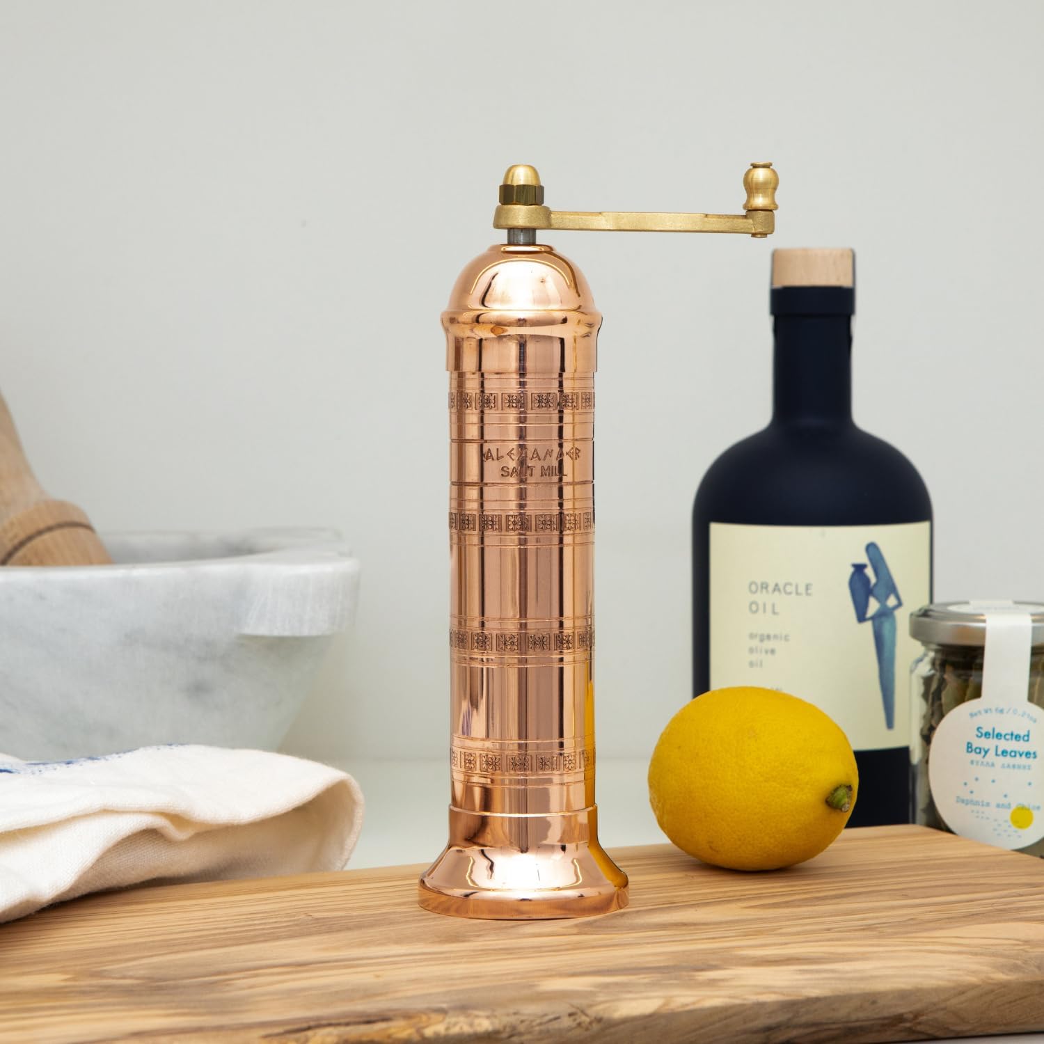 The Original Greek Salt Mill 8-Inch Copper Refillable
