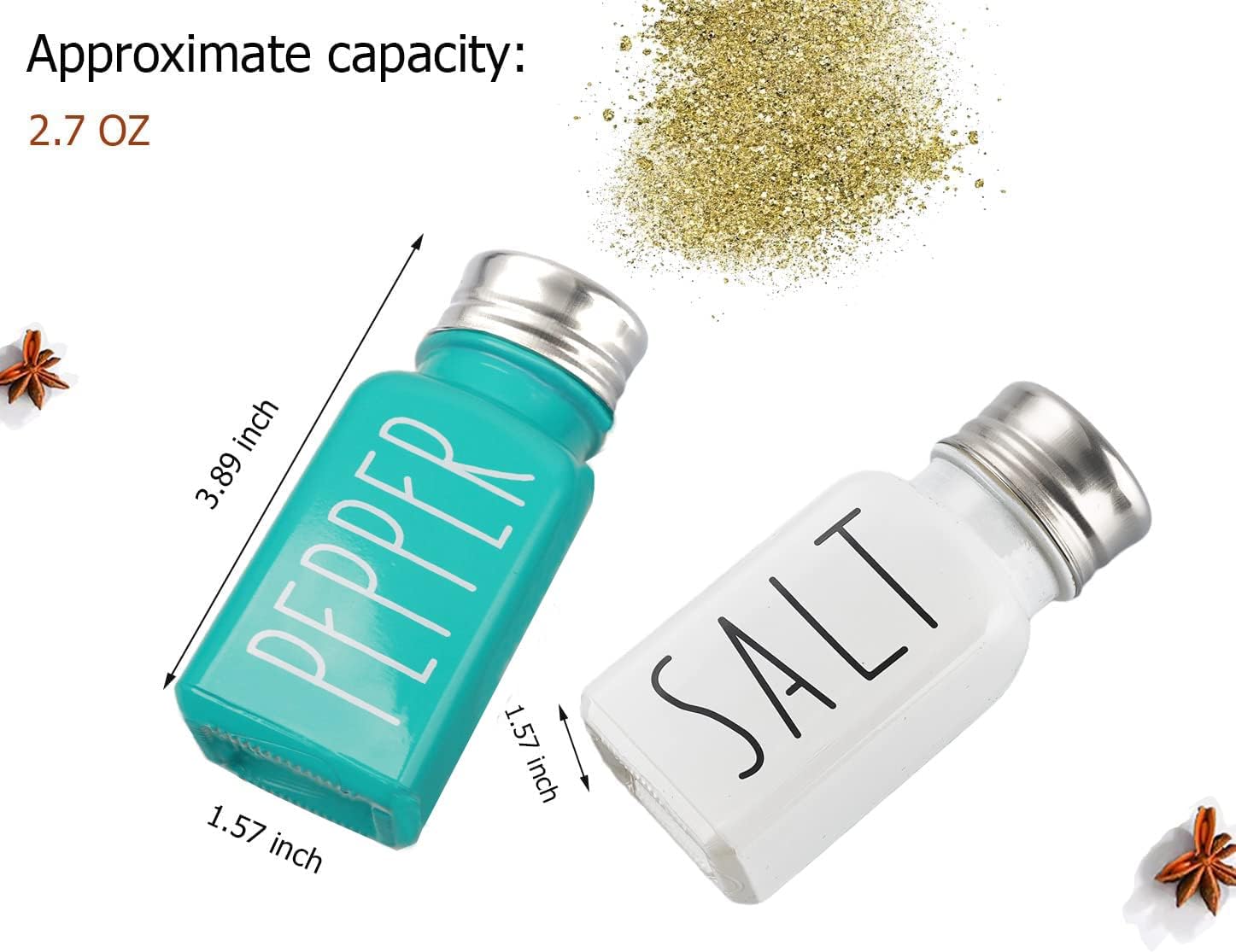Genuine Farmhouse Salt Pepper Shakers Set with 13 Holes