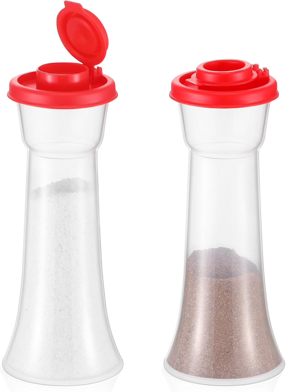 2 Set Plastic Salt and Pepper Shakers with Lids Red