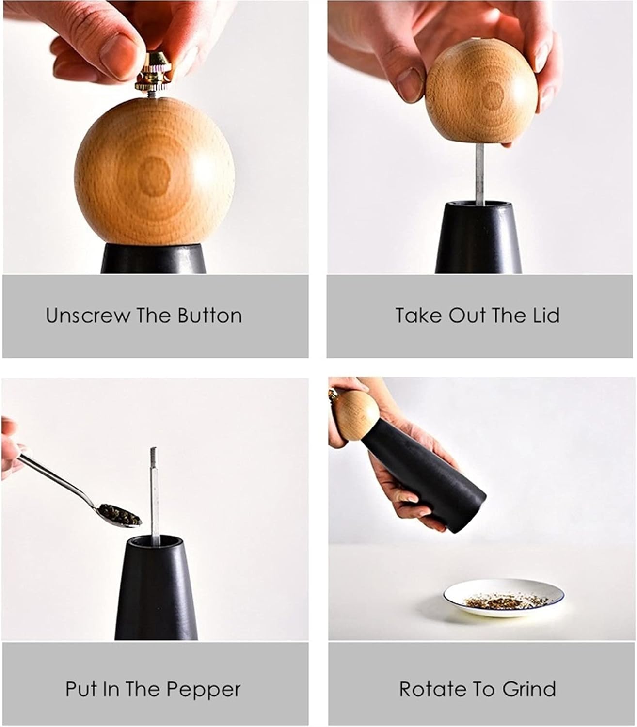 Ultra-Fortastic Wooden Pepper Mill Shakers