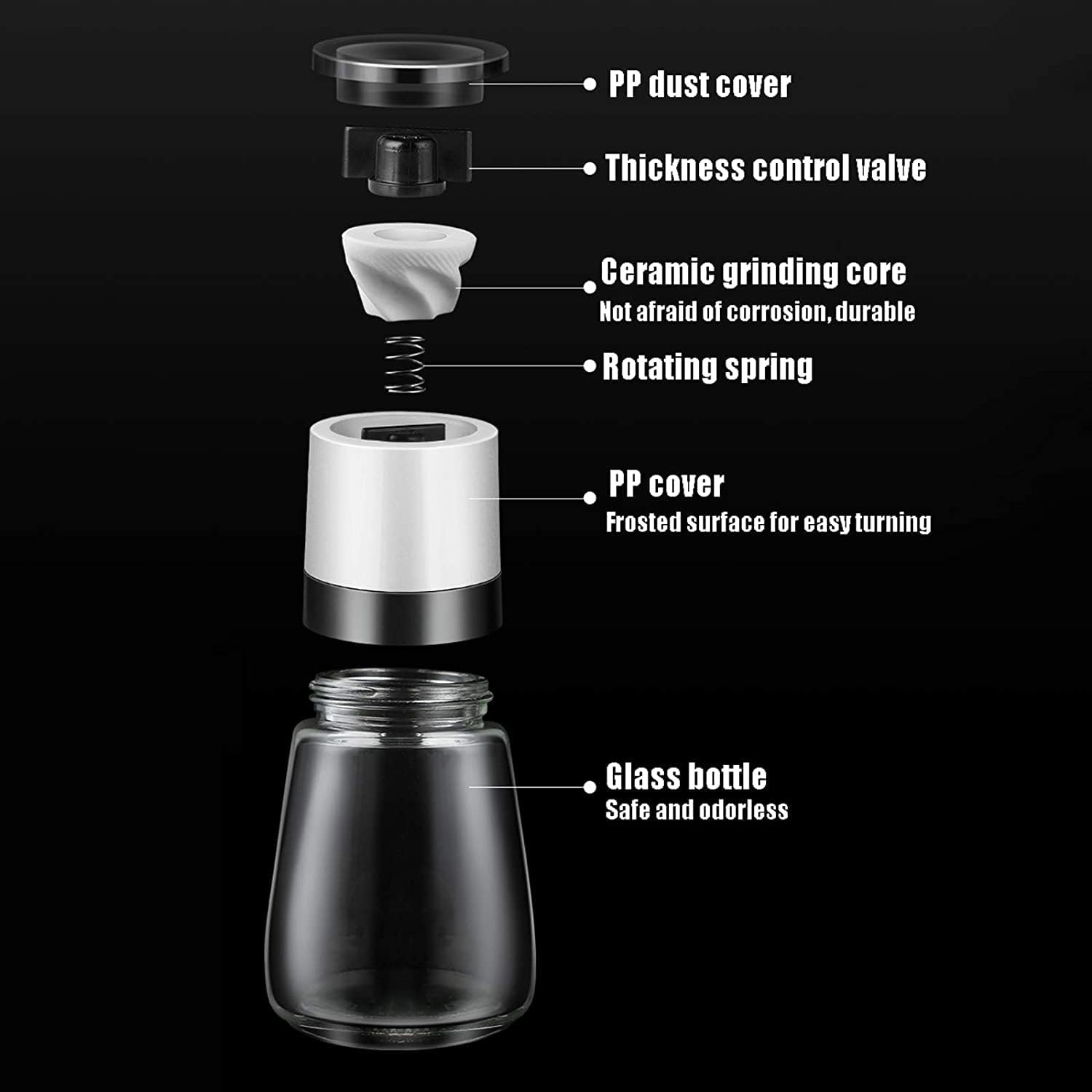 Elegant Pepper Shaker Set with Adjustable Capacity