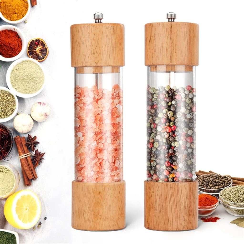 Reliable Manual Salt Pepper Mill with Adjustable Grading Wooden Shell