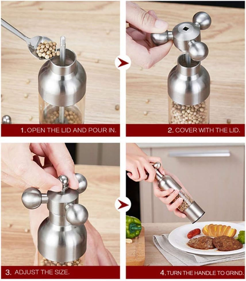 2PC Salt Pepper Grinder Set with Adjustable Coarseness