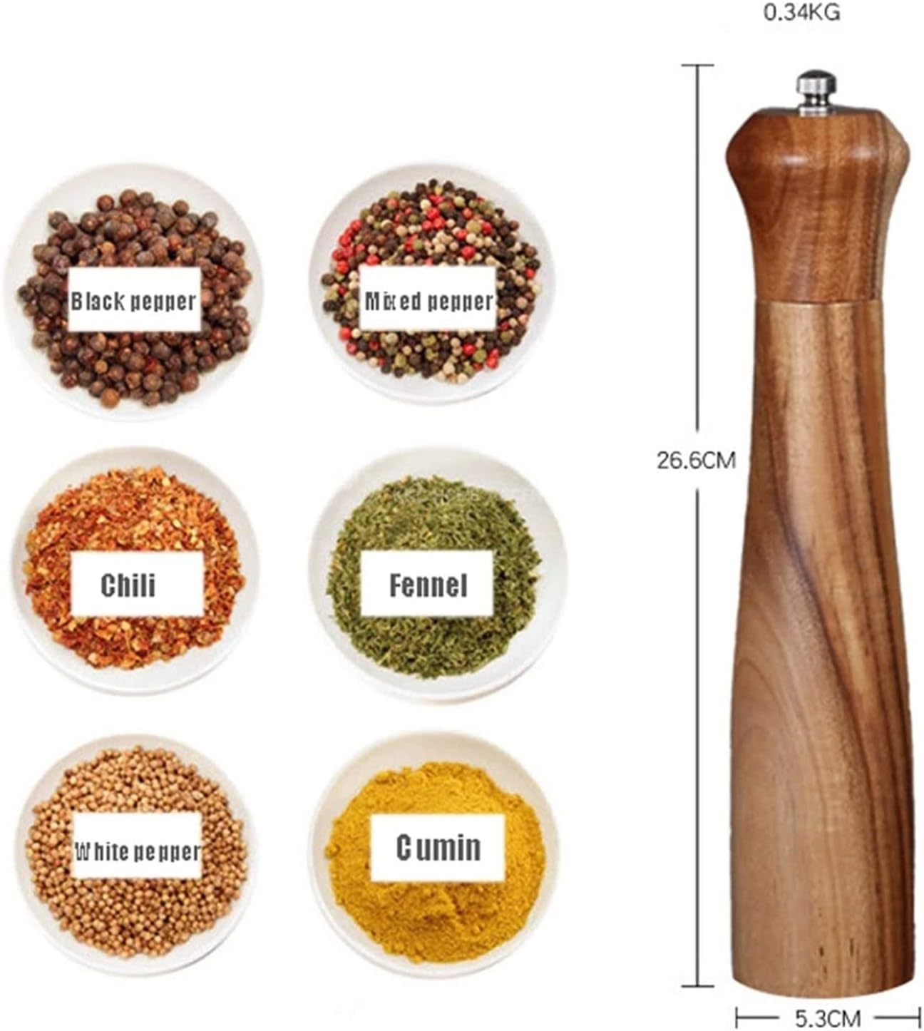 Adjustable Pepper Salt Mill Set
