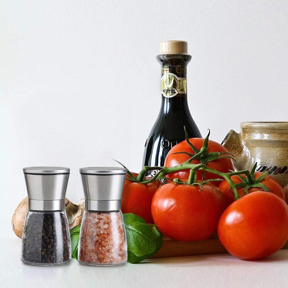 YugefomStainless Steel Salt and Pepper Mill Set Black Fits Kitchen
