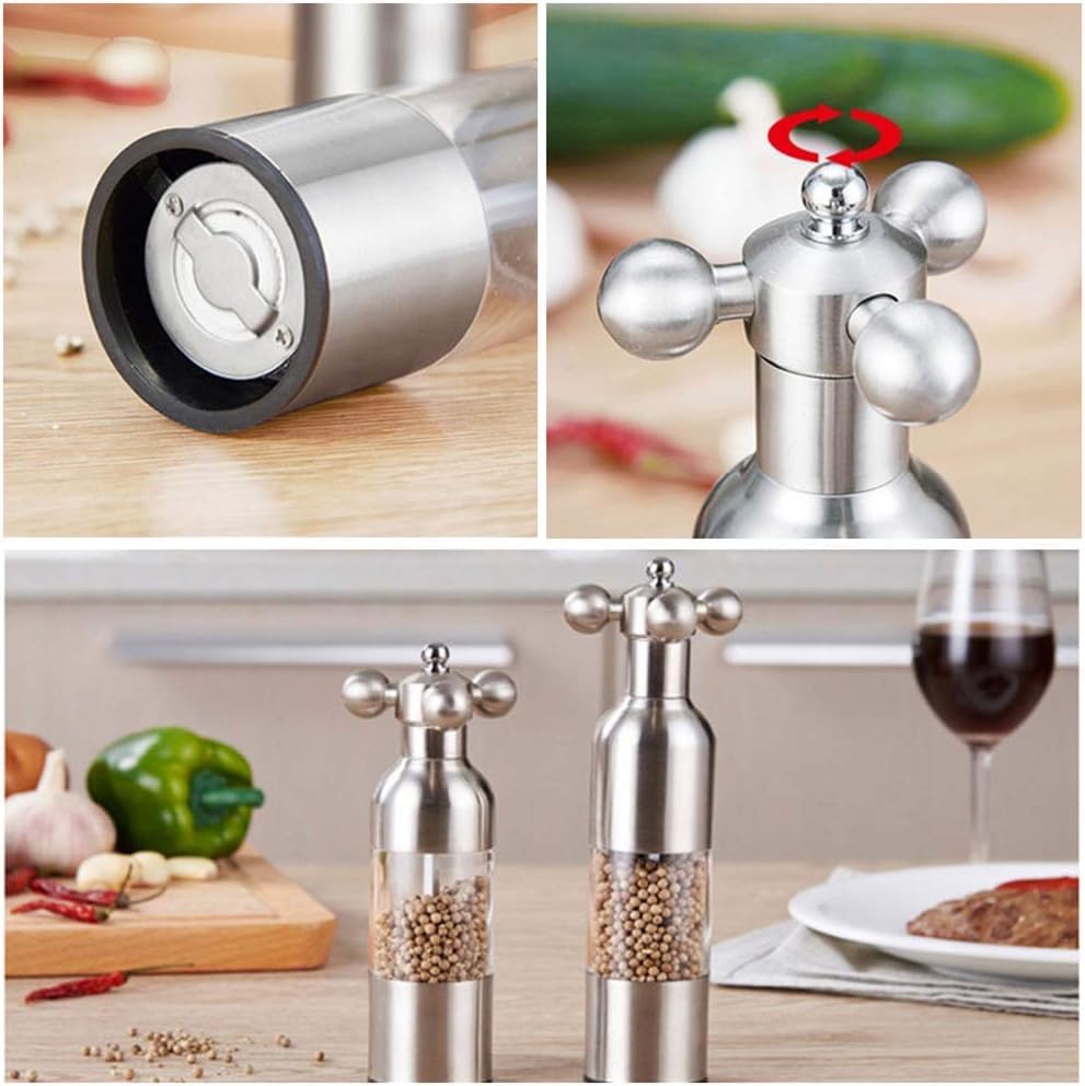 2PC Salt Pepper Grinder Set with Adjustable Coarseness