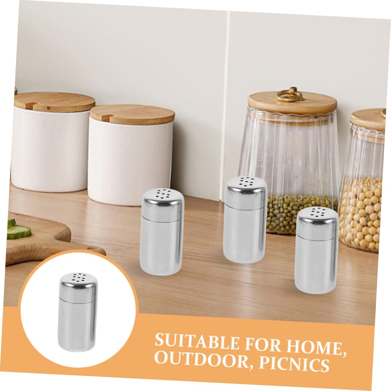 Cabilock 4-Piece Mini Stainless Steel Salt and Pepper Shakers Set