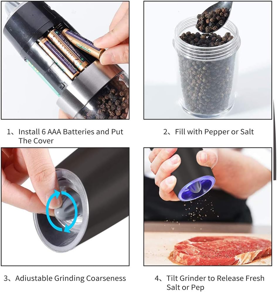 Perfect Electric Salt Pepper Mill Set for Home or Travel