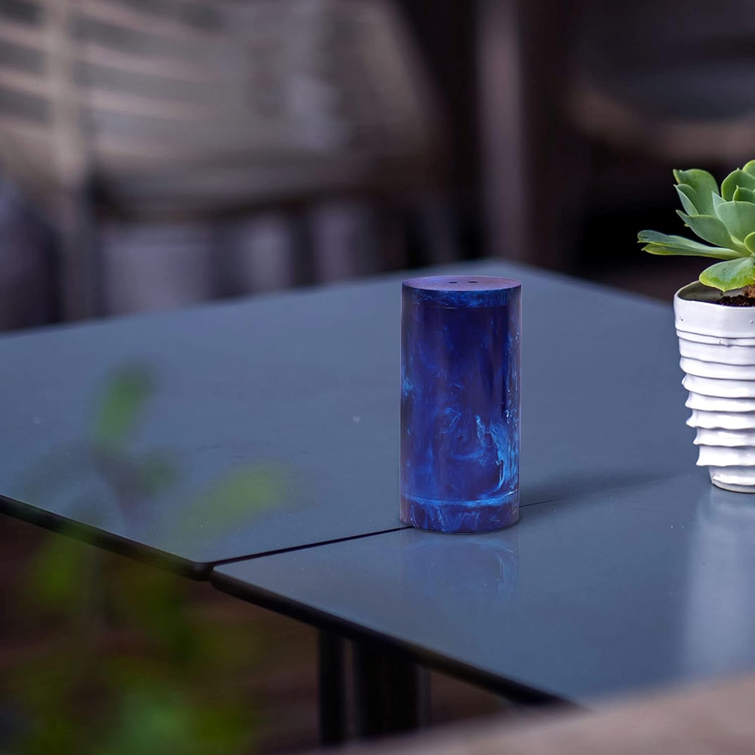 Natural Horn Salt and Pepper Shakers Set of 2 Blue