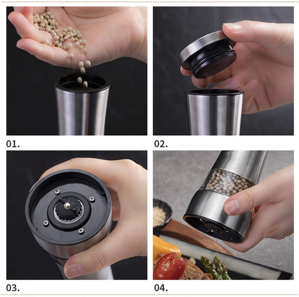 sdneNest Salt Pepper Mill Set 2 Pcs Adjustable Grinders