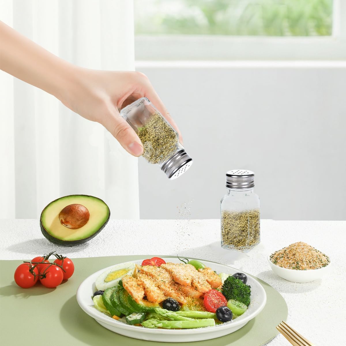 Voittozege 30-Piece Glass Salt Pepper Shaker Set