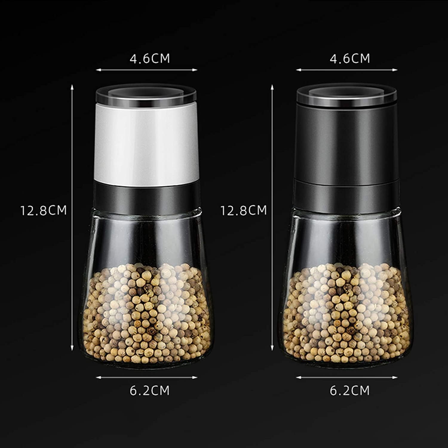 Elegant Pepper Shaker Set with Adjustable Capacity