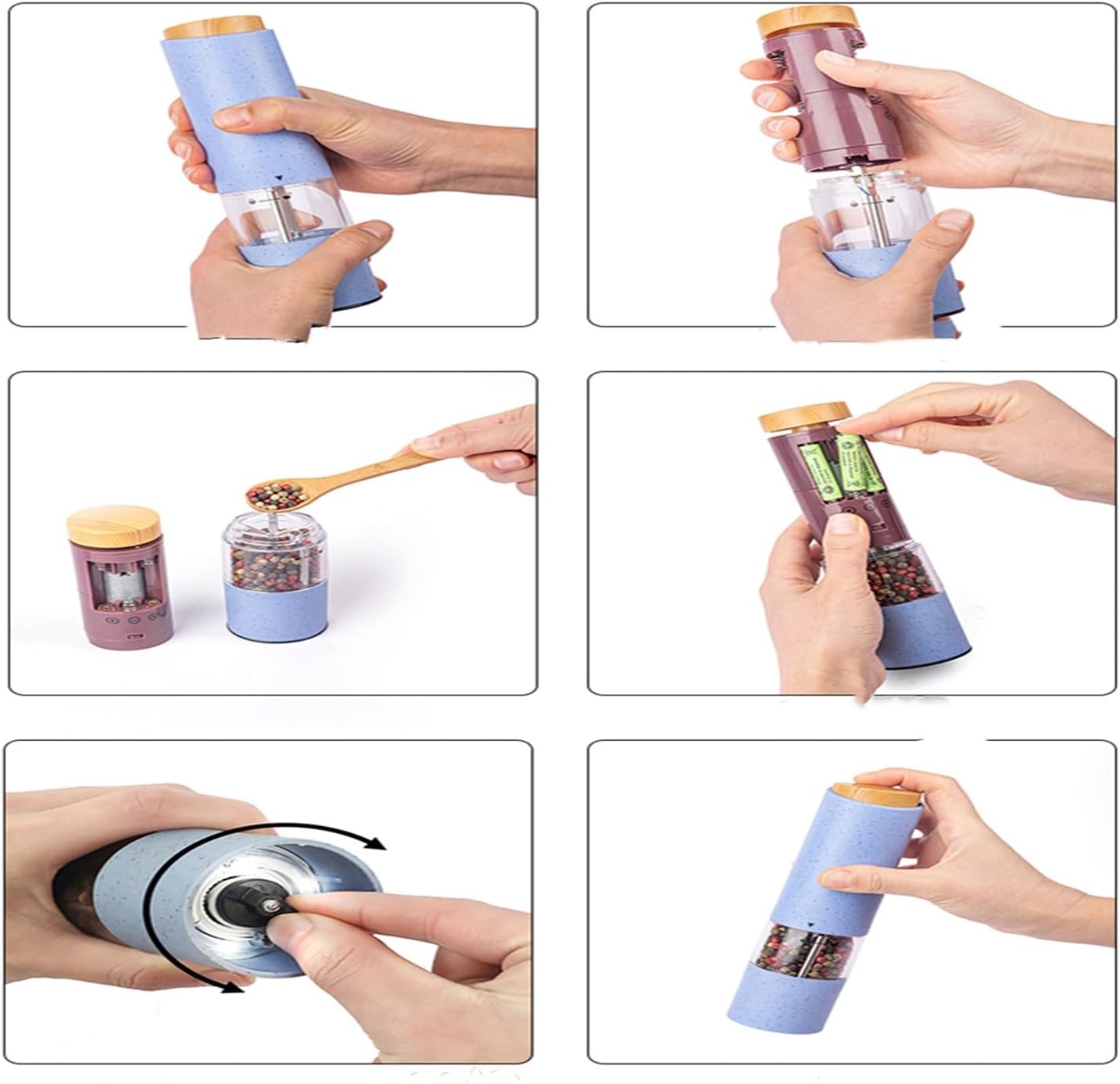Electric Salt and Pepper Grinder SetAdjustable Coarse to Fine