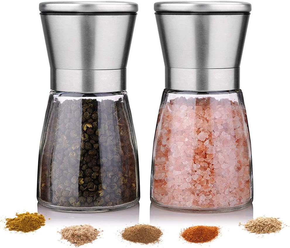 YugefomStainless Steel Salt and Pepper Mill Set Black Fits Kitchen