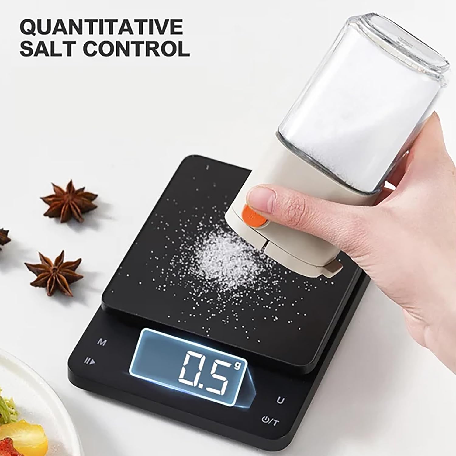 BINGONE Glass Salt Pepper Shaker Set with Quantitative Control