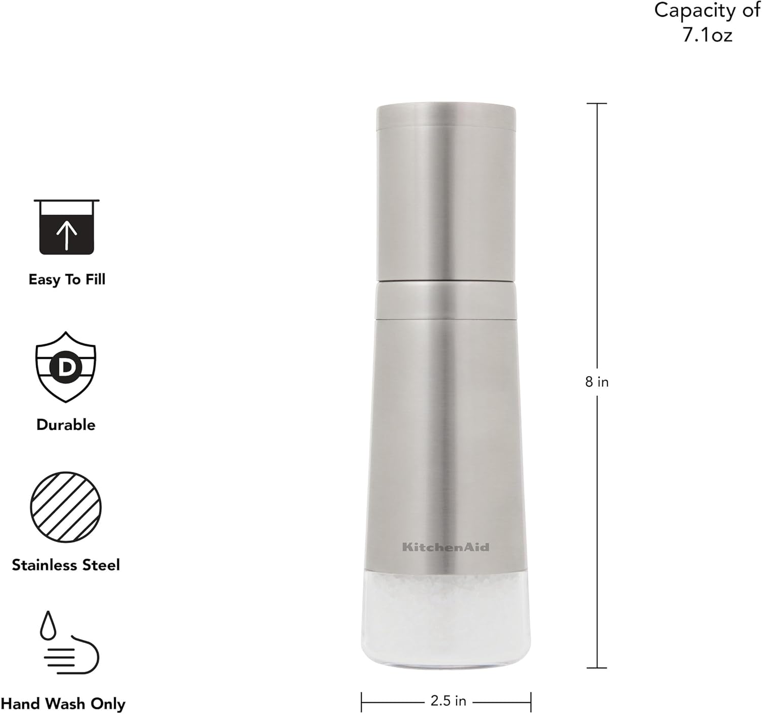 Perfect for Every Bite KitchenAid Stainless Steel Filled Salt Grinder 8 Inch