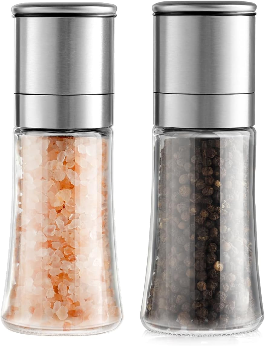 Gulex Salt and Pepper Grinder Set - Glass and Ceramic
