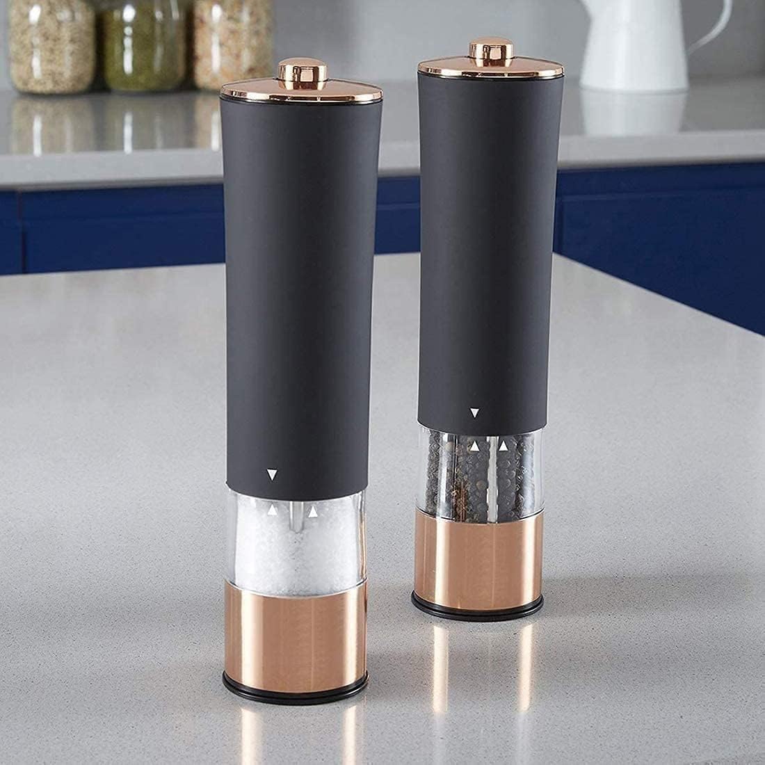 Electric Pepper and Salt Grinder Set 2 Pack Black